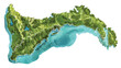 Guantanamo province of Cuba. Bilevel elevation map 