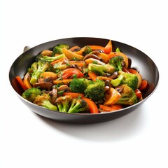 Wall Mural - Vegetable Stir Fry isolated on white background