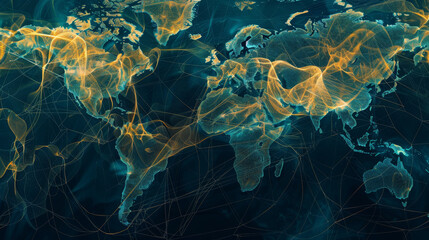 a map of the world with a lot of lines and dots