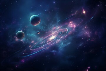 Wall Mural - outer space scene with planets and galaxies