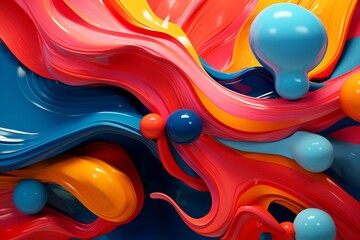 Wall Mural - abstract art piece with organic shapes and bold colors