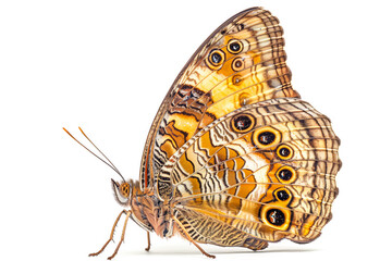 Wall Mural - Beautiful Two-eyed Eighty-eight butterfly isolated on a white background. Side view