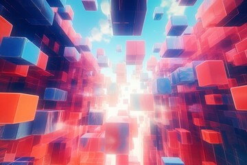 Wall Mural - ai-generated abstract landscape with shapes and colors