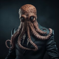 Wall Mural - Octopus in a suit