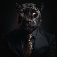 Wall Mural - Black panther in a suit