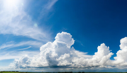 Wall Mural - Panorama of a blue sky with white clouds as a backround