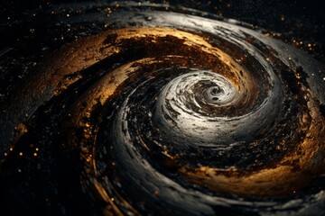 Wall Mural - golden and silver spirals on a black background