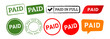 paid rectangle circle stamp and speech bubble label sticker sign confirmed paid in full granted