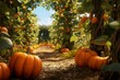 Pumpkin patch in autumn