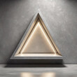 An empty triangular niche or shelf in a light gray pearl wall for product presentation with beautiful built-in lighting.