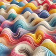 Three dimensional render of multicolor wavy pattern