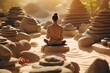 Mindfulness meditation in a zen garden