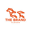 stallion horse running race logo hipster modern Geometric line outline monoline orange vector