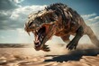 Carnotaurus stalking prey in a dry desert