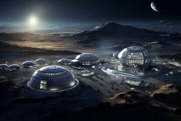 Wall Mural - moon colony's research facility with scientists pushing the boundaries of lunar exploration