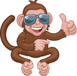 © Christos Georghiou - Monkey Sunglasses Cartoon Thumbs Up Pointing