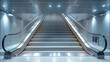A modern industrial-style staircase, serving as the main entrance to an underground fitness facility. Generative AI.