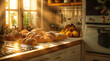 Warm kitchen where the air is perfumed with the scent of freshly baked goods. Generative AI.