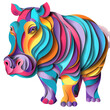 Paper Cut Style of colorful hippo on transparent background 
