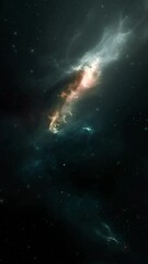 Wall Mural - vertical dark green deep space galaxy nebula. cinematic celestial background depicting astrology and