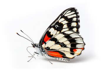 Wall Mural - Beautiful Cramer Eighty-eight (Diaethria clymena) butterfly isolated on a white background. Side view