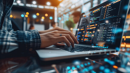 Coding Close-Up, Software Engineer Writing Code on Laptop