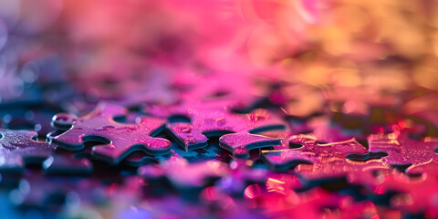 A vibrant array of colorful puzzle pieces, approach, idea, brainstorming