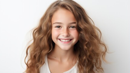  Portrait of a smiling young girl with long brown hair