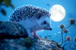 A hedgehog s nightly adventures under the moonlight  isolated on white background