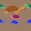 Horizontal pattern  turtles side view.  Hand drawn.