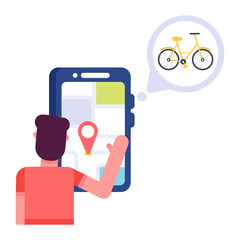 Wall Mural - Editable flat icon of online ride tracking 