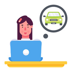 Sticker - A flat style icon of online vehicle booking 