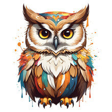 Colorful Owl Splash Painting On Transparent Background Generative Ai
