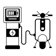 Poster - Premium glyph icon of bike charging station 