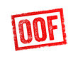 OOF is an expression used to convey various emotions or reactions to express discomfort, stress, or sadness, text concept stamp