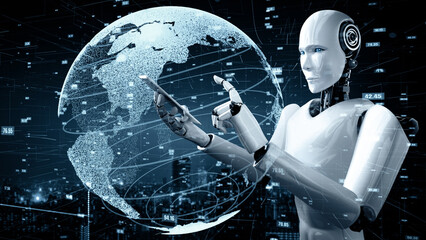 Wall Mural - xai 3d illustration futuristic robot artificial intelligence huminoid ai data analytic technology de