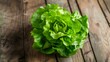 Close up of a fresh Lettuce on a rustic wooden Table