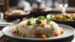 Generative AI. Rice dish, veg pulao, cooked rice with vegetable, mouth-tempting Indian food