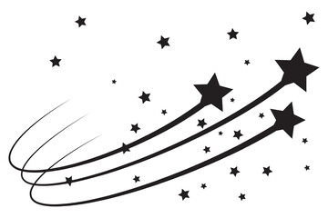Wall Mural - black falling stars icon. shooting stars icon vector set. abstract silhouette of shooting star. mete