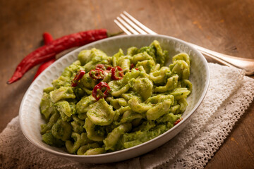 Poster - orecchiette with broccoli and anchovies traditional italian recipe