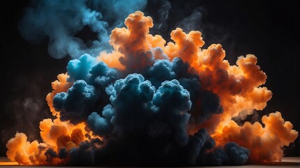 beautiful orange abstract light background with cloudy puffs of smoke with dramatic backlighting bac