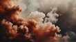 Closeup dark coral to burnt umber color gradient texture surface of cloudy puffs of smoke backdrop background dramatic lighting from Generative AI