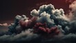 Closeup dark maroon to charcoal gray color gradient texture surface of cloudy puffs of smoke backdrop background dramatic lighting from Generative AI