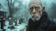 Old man mourns loss amid cemetery's silent grief at he graveyard