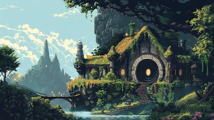 Pixel art design scene