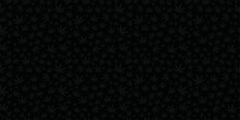 Black Seamless Banner Background With Dark Gray Cannabis Leaf Pattern