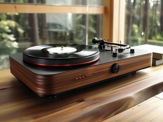 vinyl record music player close up