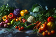 vegetables herbs fruits and vegetables. in the style of 53dfdb0b-4fae-43e7-b987-9d0b814d6d7c