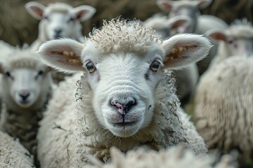 Canvas Print - wise old sheep sharing tales with a group of young lambs, regaling them with stories of daring escapes, epic battles with the farmer's dog, and the importance of sticking together as a flock