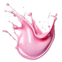 Canvas Print - Splash of pink milky liquid similar to smoothie, yogurt or cream isolated on transparent or white background